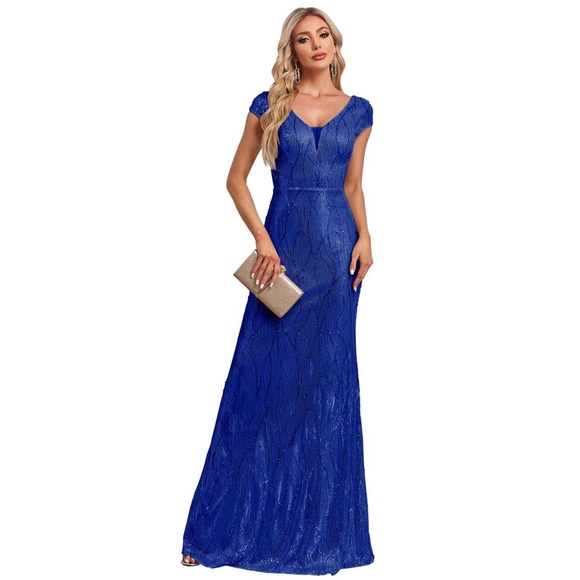 Xuibol Dresses & Skirts - Xuibol Royal Blue Sequin Evening Gown Size Medium